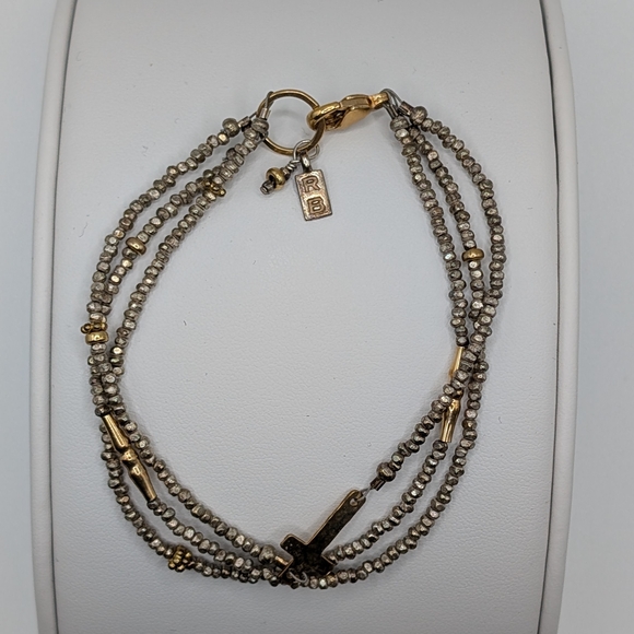 Elegant Mixed Metal Beaded Cross Bracelet - Picture 2 of 4